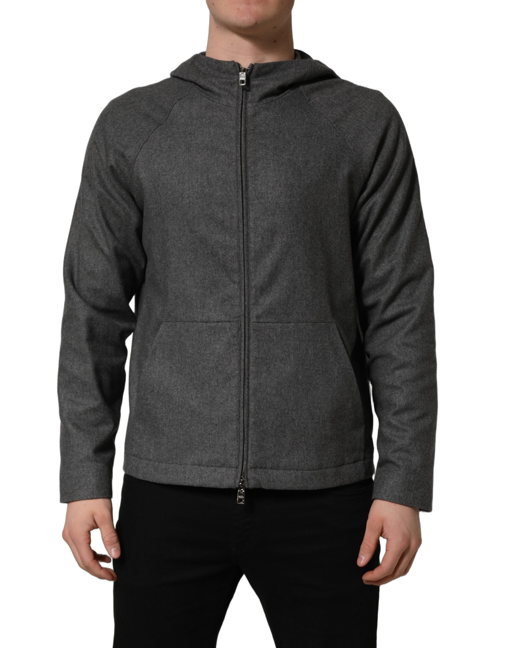 DOLCE＆GABBANA ニットジャケット 44サイズ ダークグレー Dolce & Gabbana Gray Cotton Men Hooded Full Zip Bomber Jacket