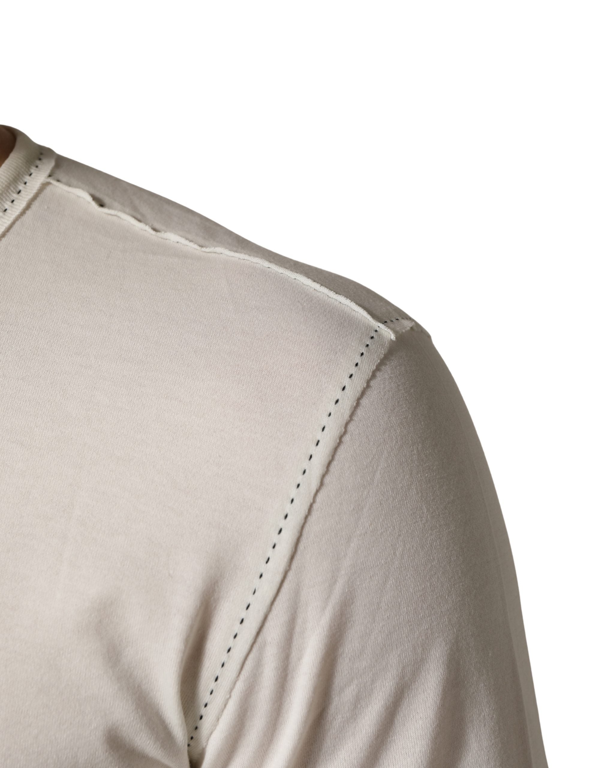 Dolce & Gabbana White Long Sleeves Henley Pullover Sweater