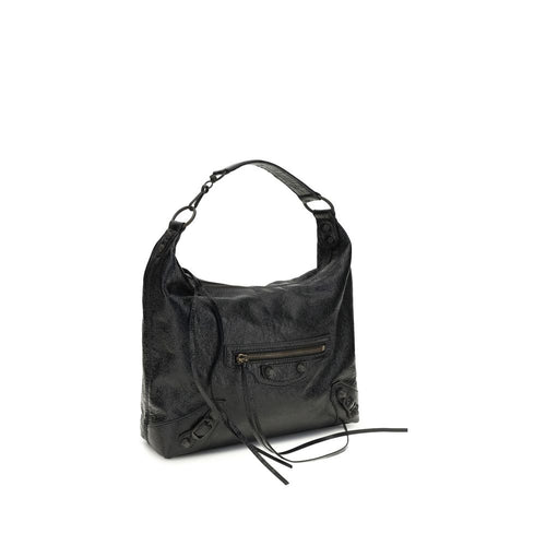 Balenciaga Black Lamb Ovis Aries Aries Shoulder Bag