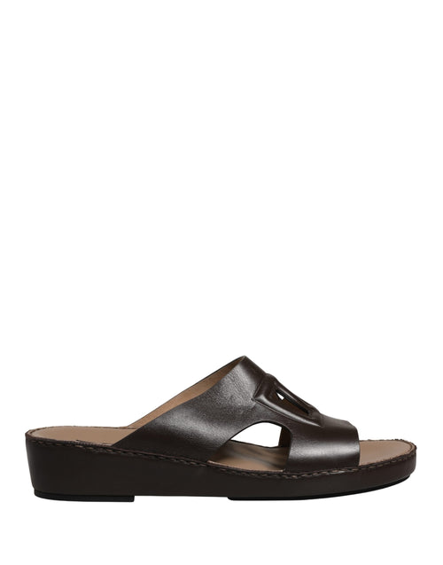 Dolce & Gabbana Brown Leather Cutout DG Logo Sandals Shoes
