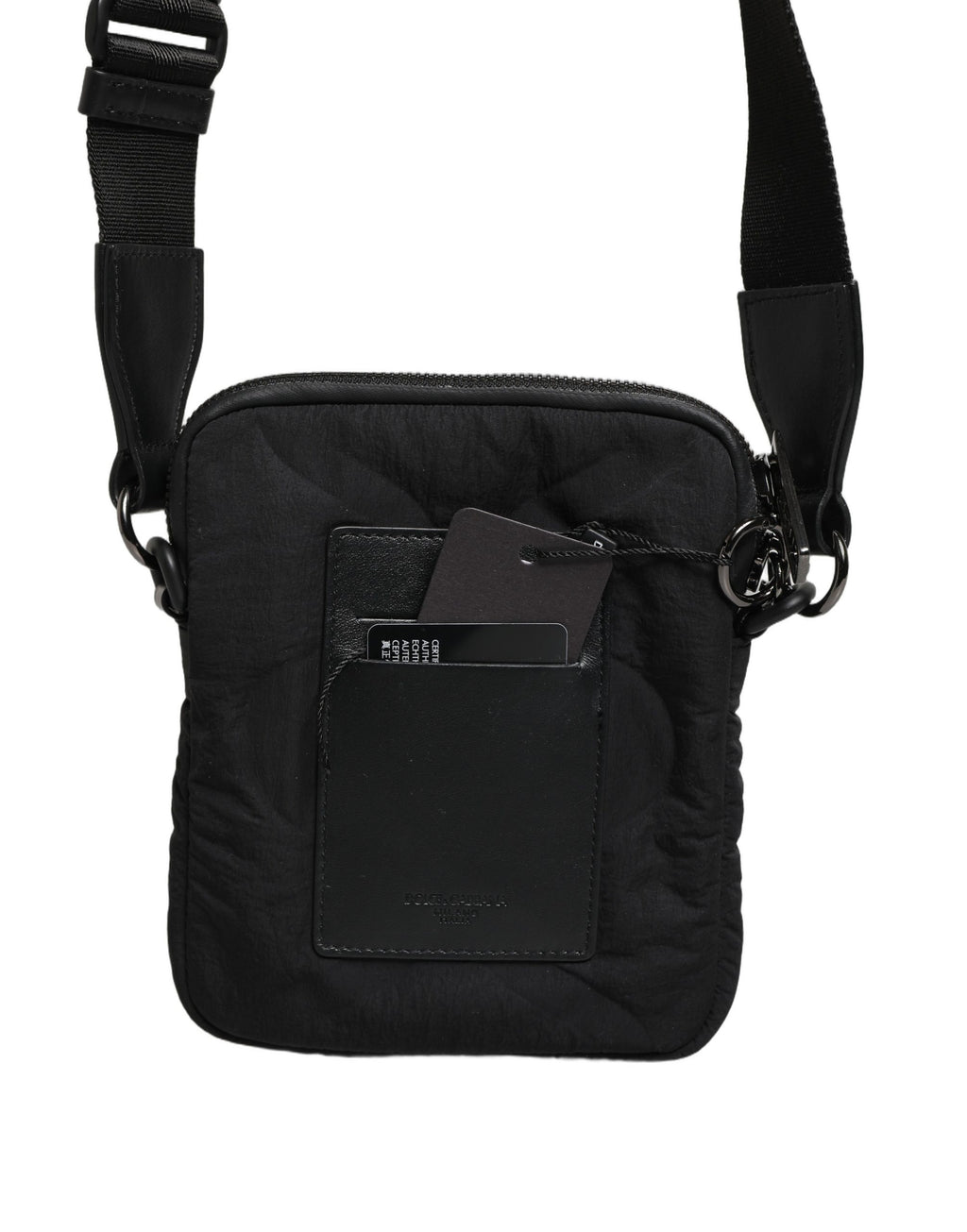Dolce & Gabbana Black Nylon Rubberized Logo Print Crossbody Borse Bag