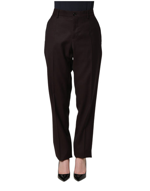 Dolce & Gabbana Brown Straight Leg Dress Silk Trousers Pants