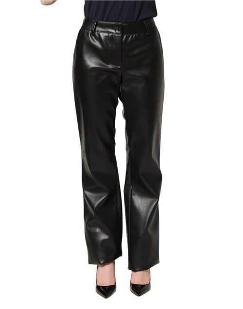 Dolce & Gabbana Black PU Leather High Waisted Trouser Pants