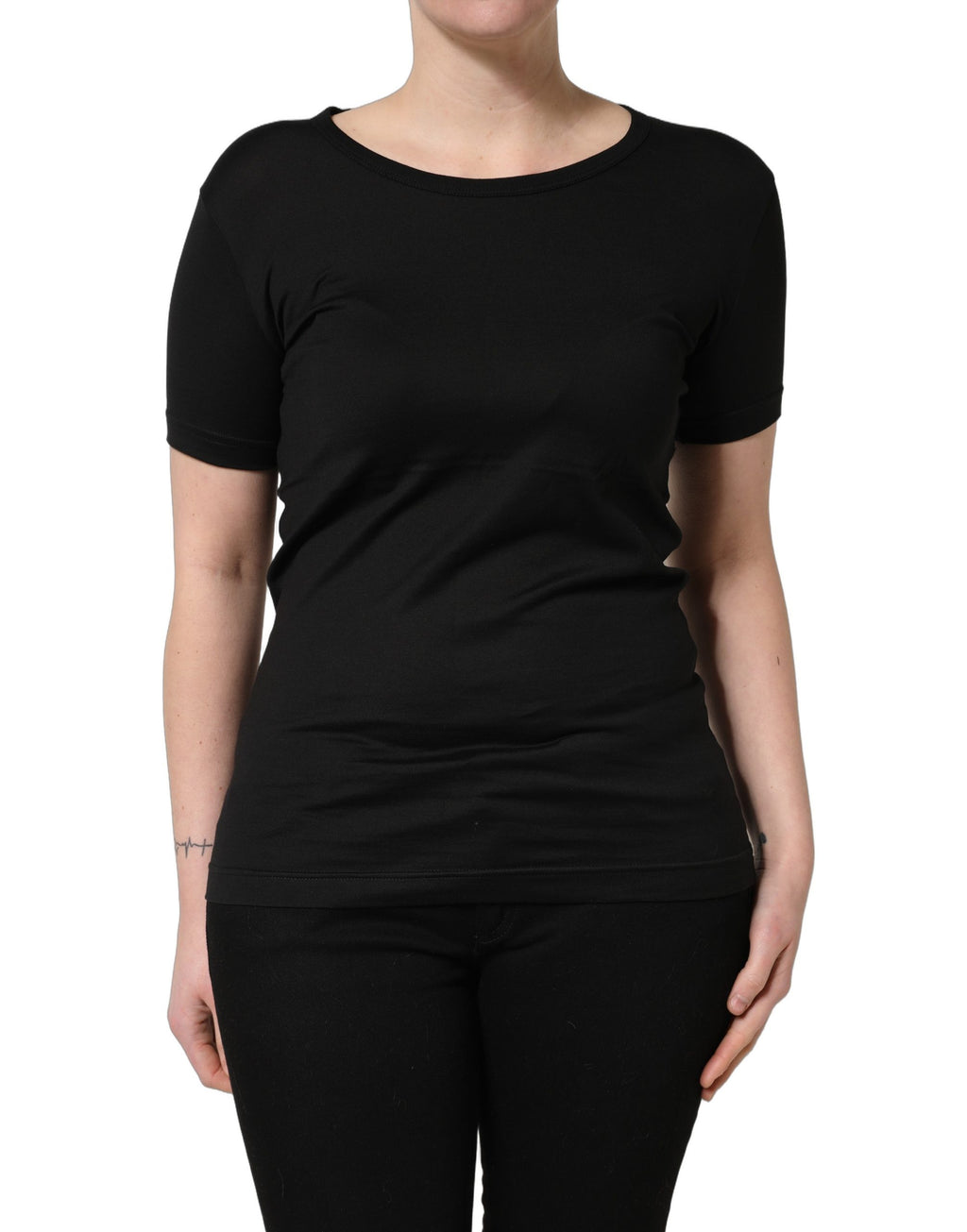 Dolce & Gabbana Black Cotton Round Neck Short Sleeves T-Shirt