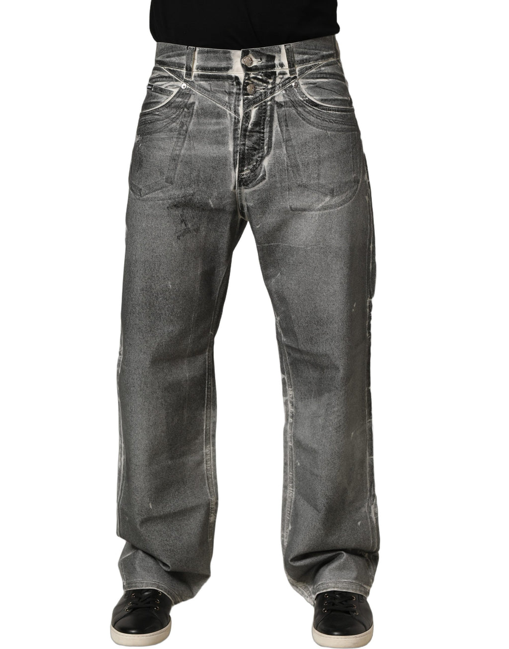 Dolce & Gabbana Grey Washed Mid Waist Straight Denim Jeans