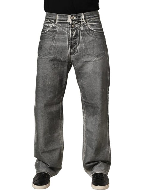 Dolce & Gabbana Grey Washed Mid Waist Straight Denim Jeans