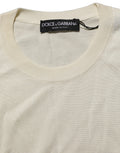 Dolce & Gabbana Off White 3/4 Sleeves Crewneck Pullover Sweater