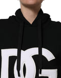 Dolce & Gabbana BlackWhite Appliqué Hooded Sweatshirt Sweater