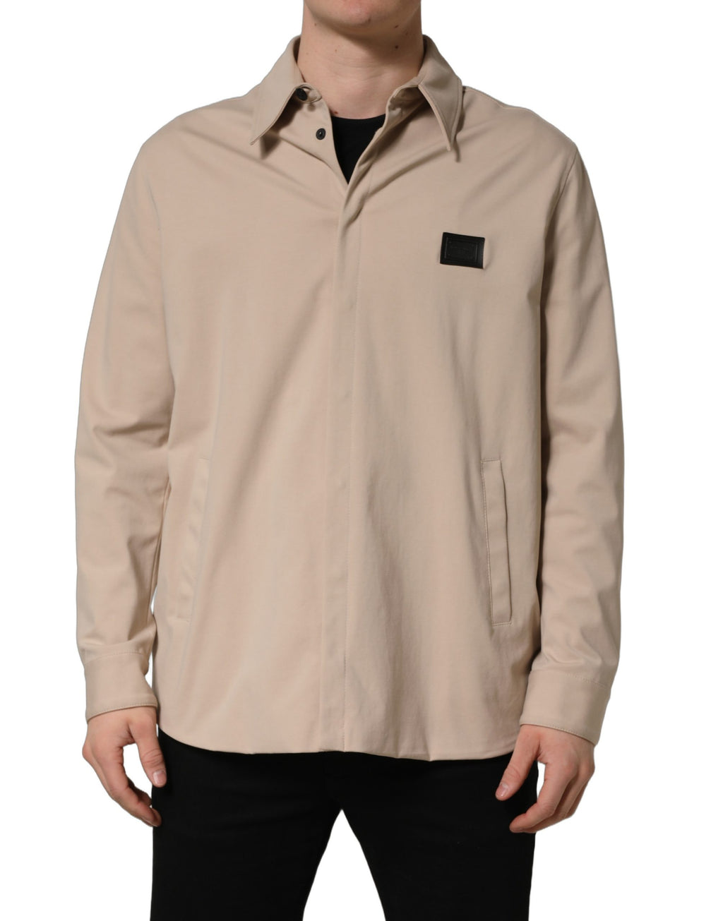 Dolce & Gabbana Beige Logo Overshirt Cotton Men Casual Shirt