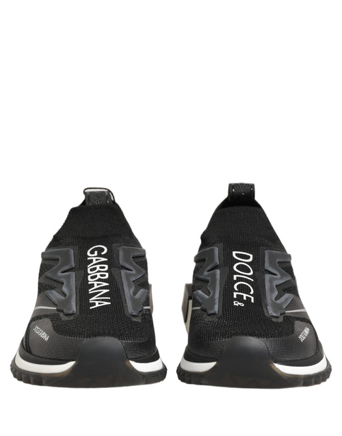 Dolce & Gabbana Black White Sorrento Slip-On Logo Sneakers Shoes