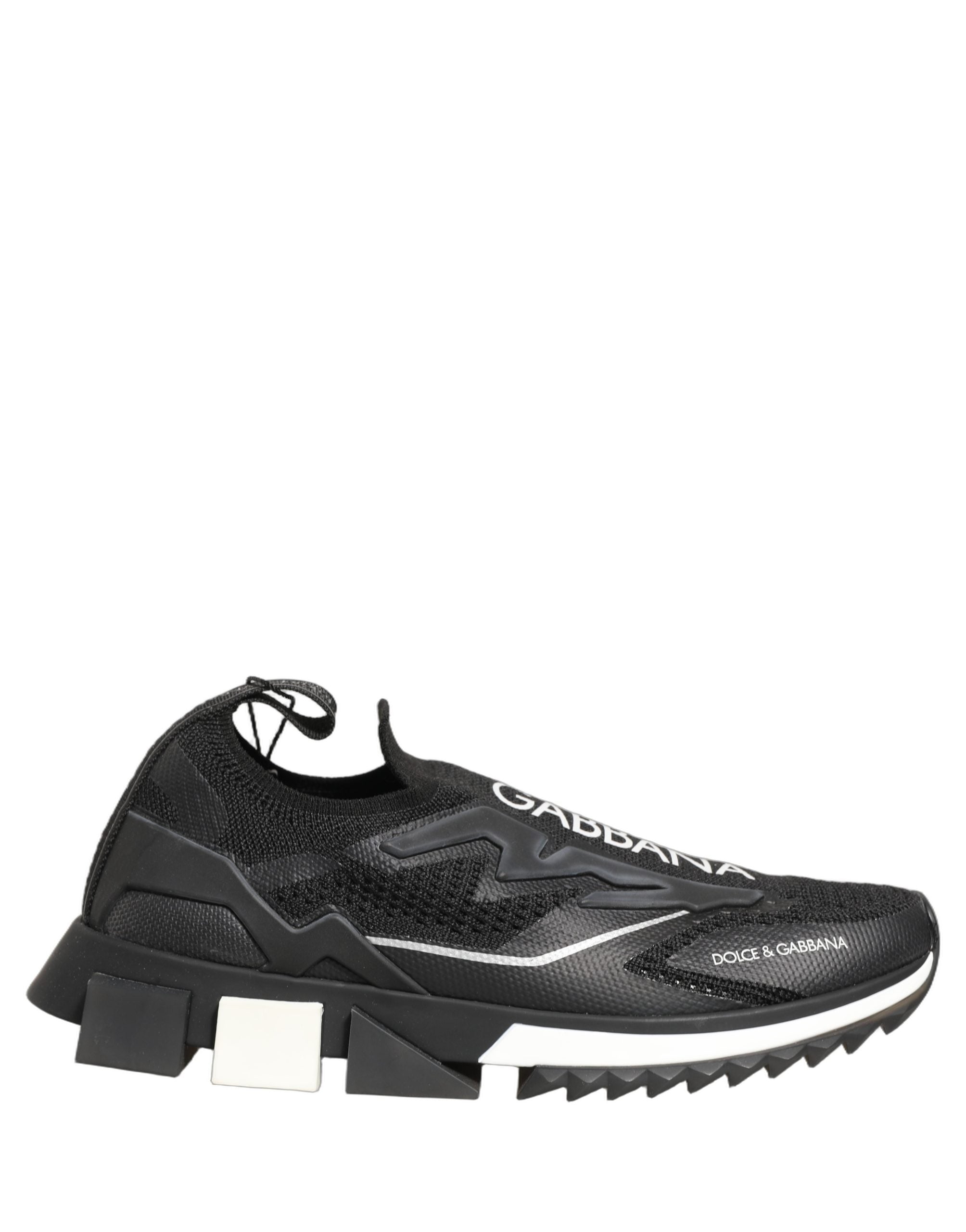 Dolce & Gabbana Black White Sorrento Slip-On Logo Sneakers Shoes