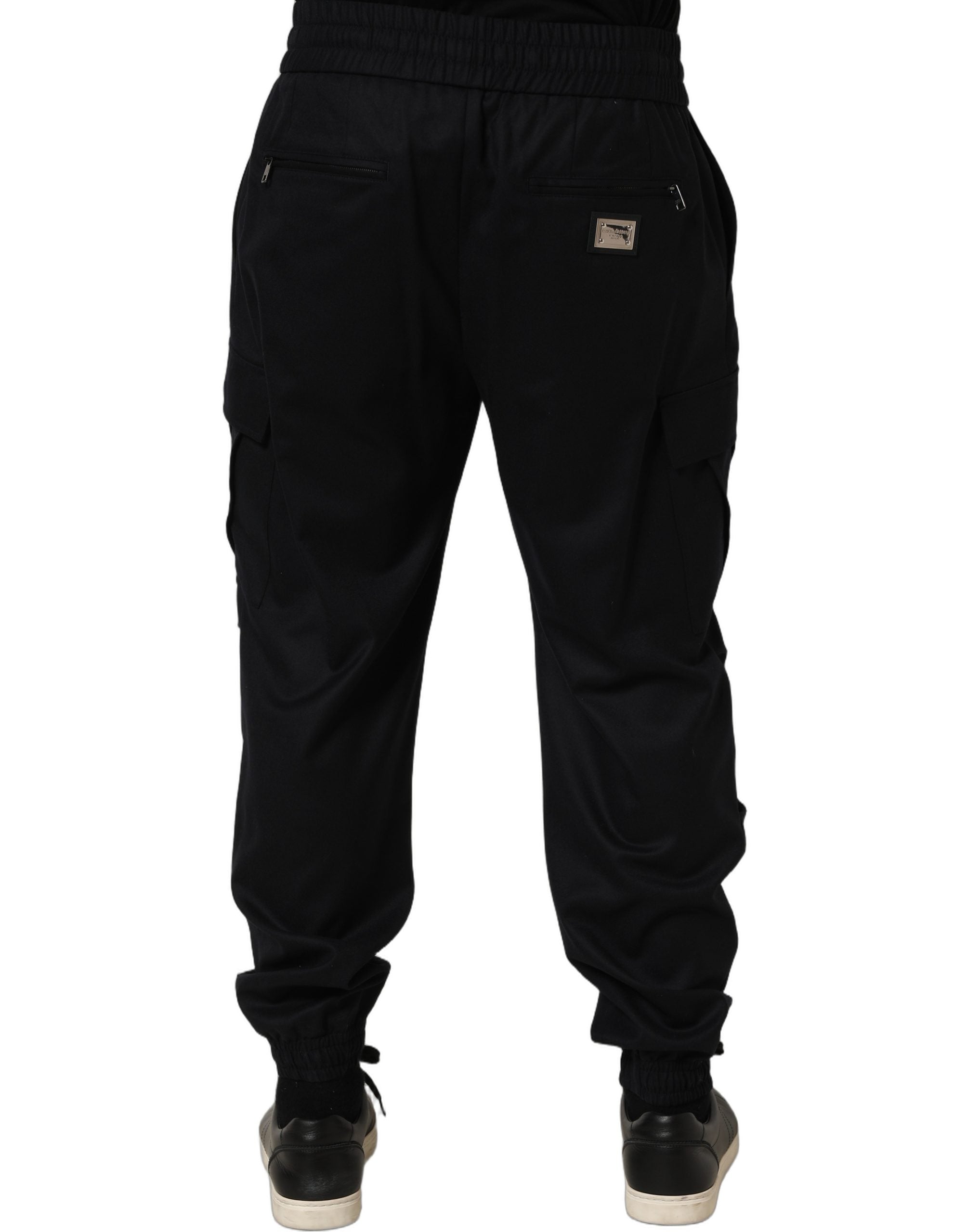 Dolce & Gabbana Black Mid Waist Cargo Jogger Sweatpants Pants