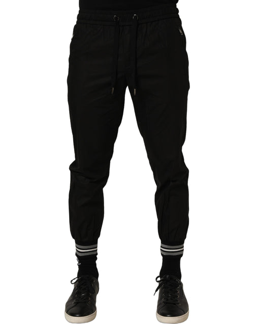 Dolce & Gabbana Black Cotton Mid Waist Jogger Sweatpants Pants