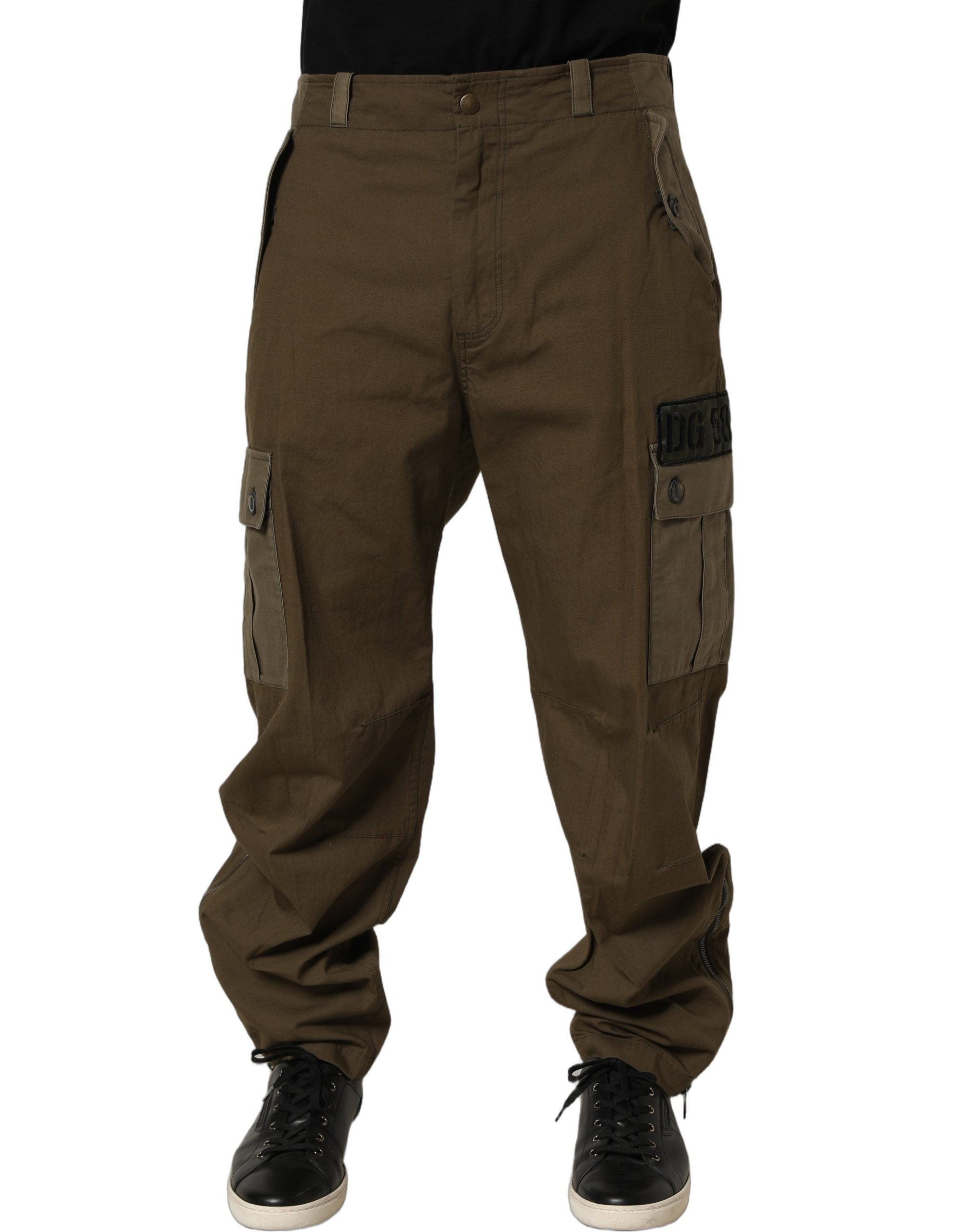 Dolce & Gabbana Brown Mid Waist Straight Cargo Trouser Pants