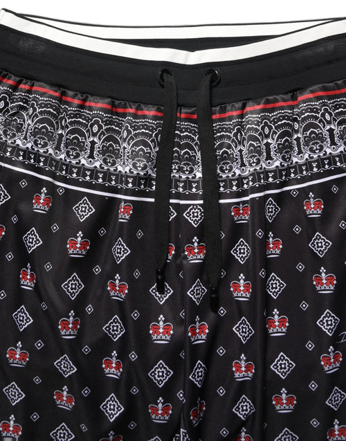 Dolce & Gabbana Black Bandana Crown Jogger Men Trouser Pants