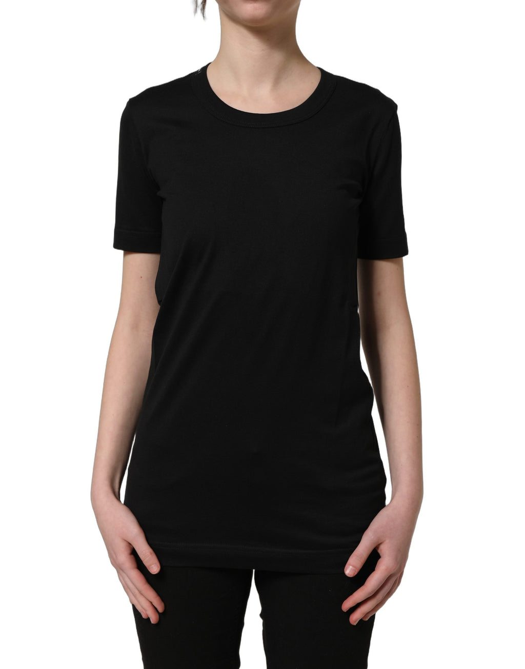 Dolce & Gabbana Black Cotton Short Sleeves Crew Neck T-shirt