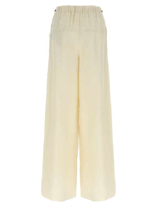 Max Mara White Flax Casual Pants