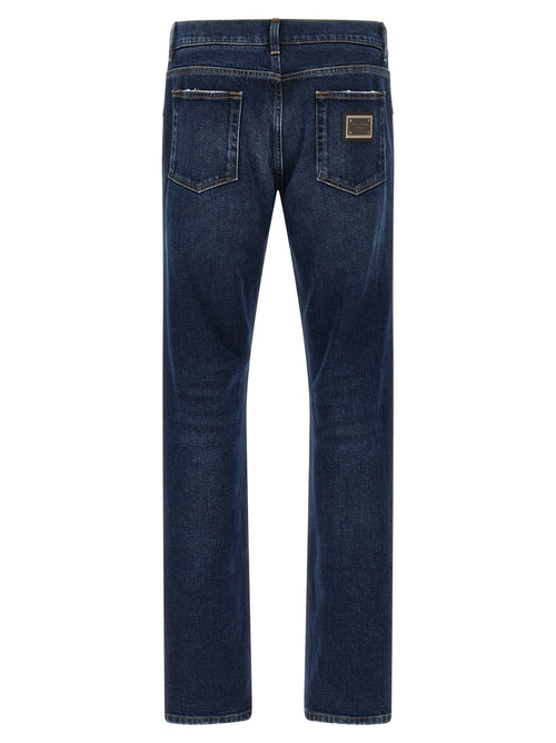 Dolce & Gabbana Blue Cotton Straight-Leg Jeans
