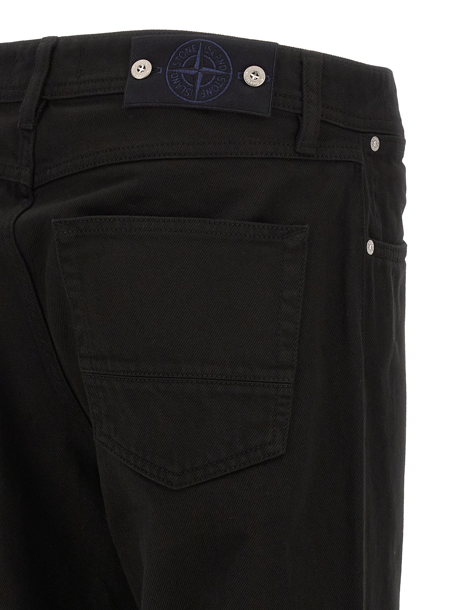 Stone Island Black Cotton Straight-Leg Jeans