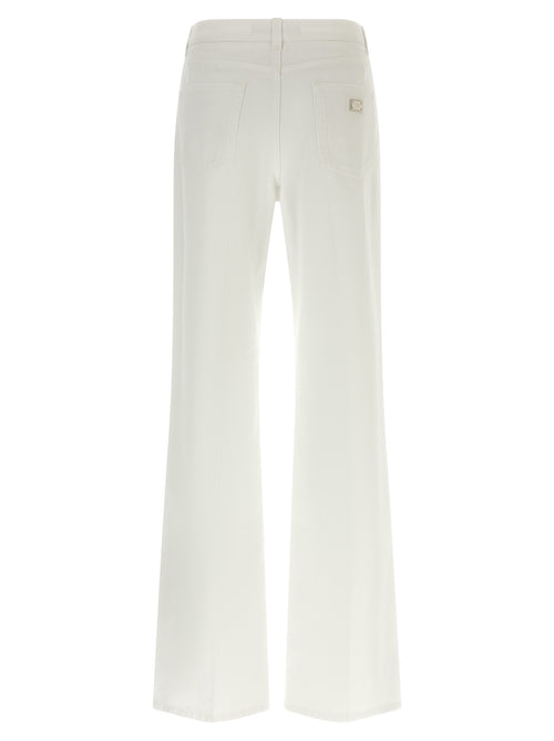 Dolce & Gabbana White Cotton Flared Jeans
