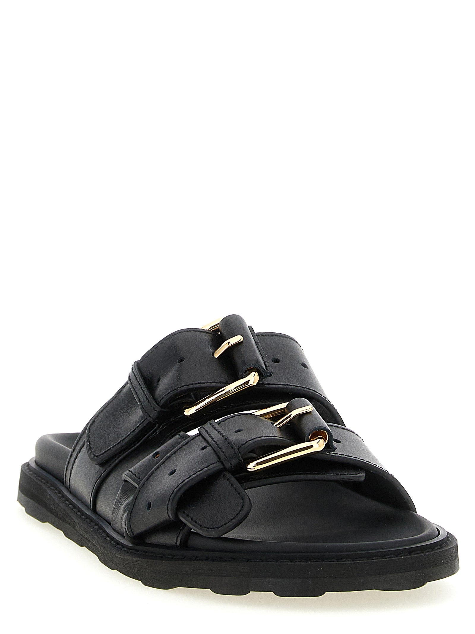 Moschino Black Calfskin Slides
