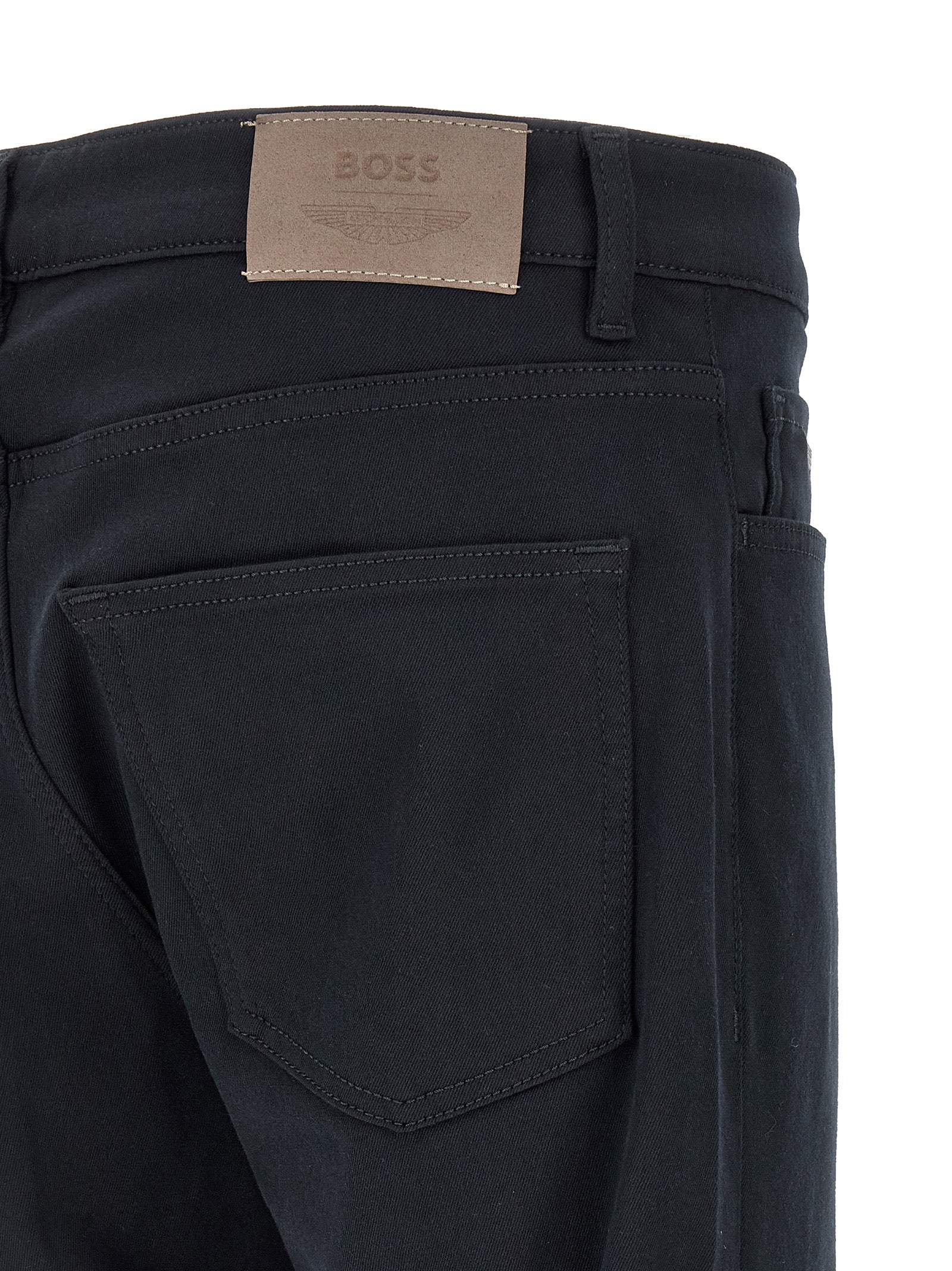 Hugo Boss Blue Polyester Straight-Leg Jeans