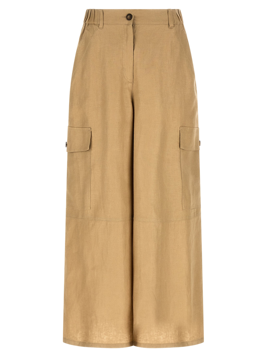 Max Mara Beige Linen Cargo Pants