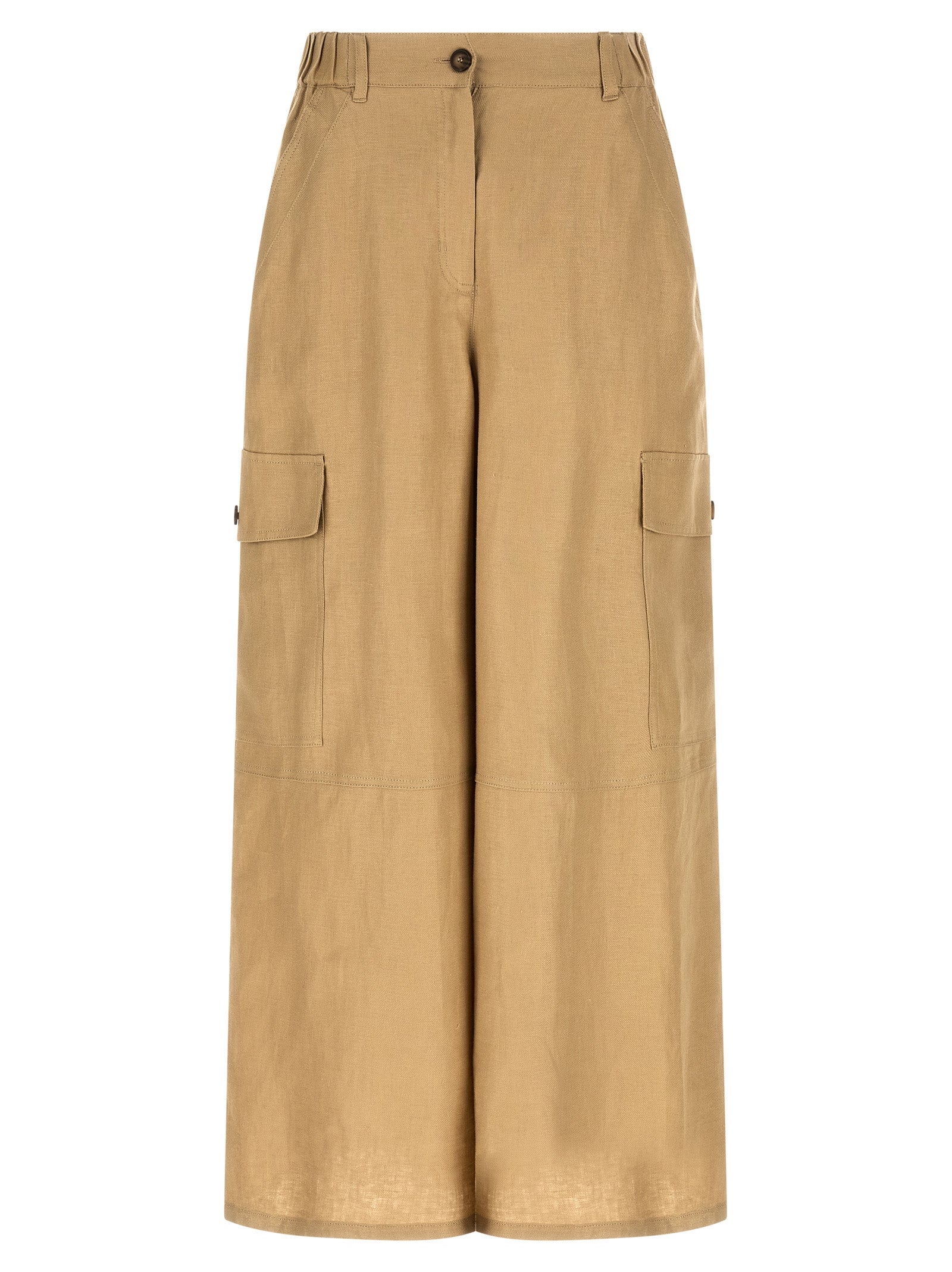 Max Mara Beige Linen Cargo Pants