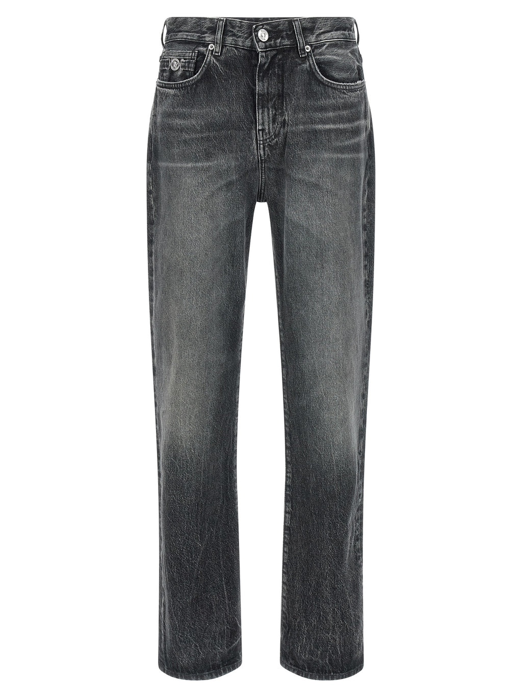 Versace Gray Cotton Straight-Leg Jeans
