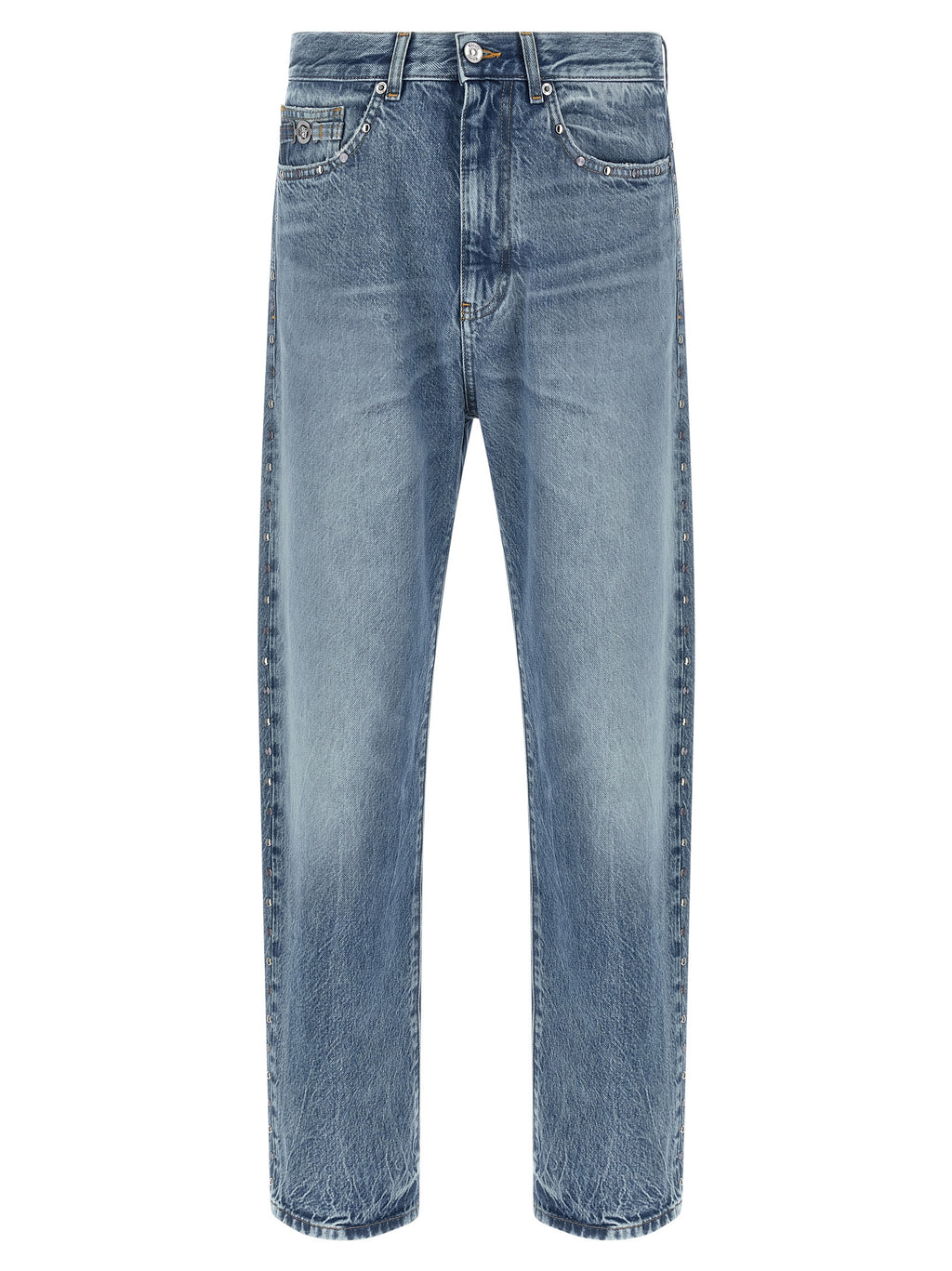 Versace Blue Cotton Straight-Leg Jeans