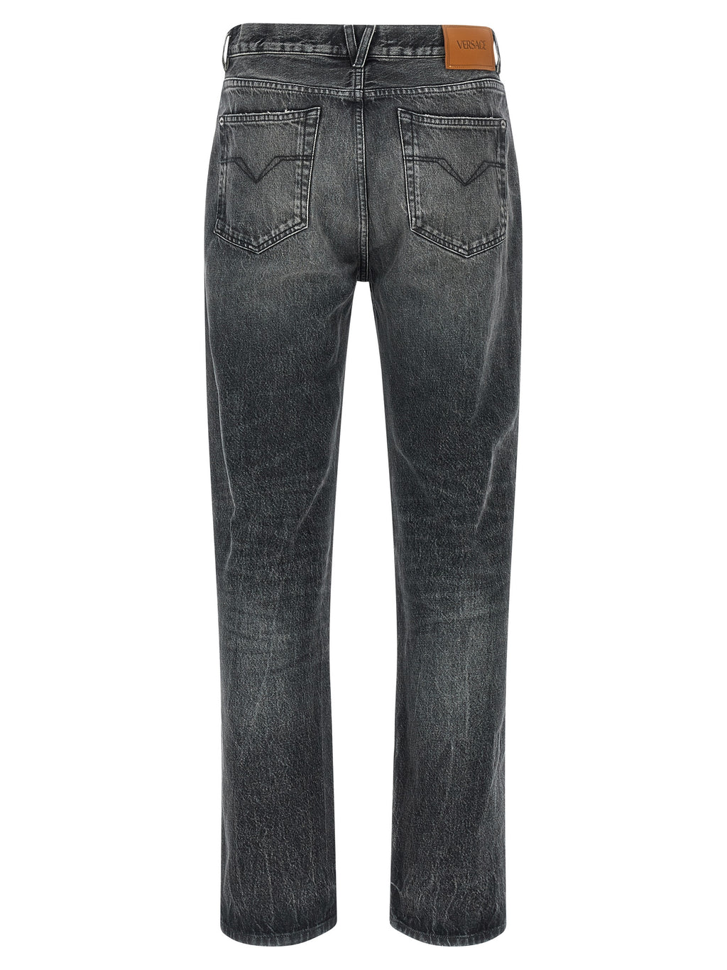 Versace Gray Cotton Straight-Leg Jeans