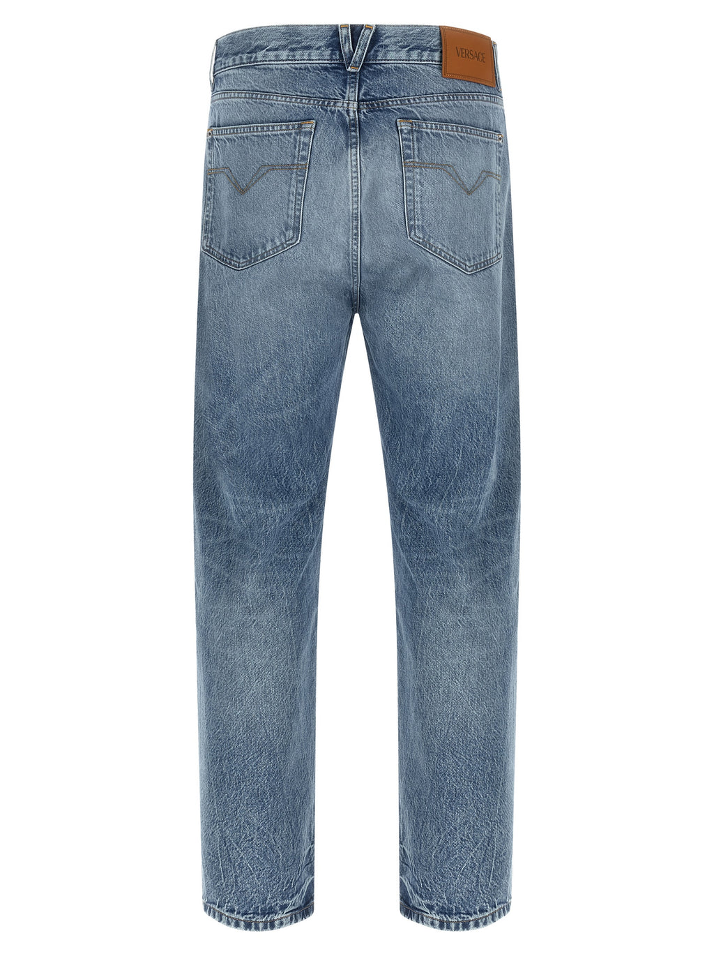 Versace Blue Cotton Straight-Leg Jeans
