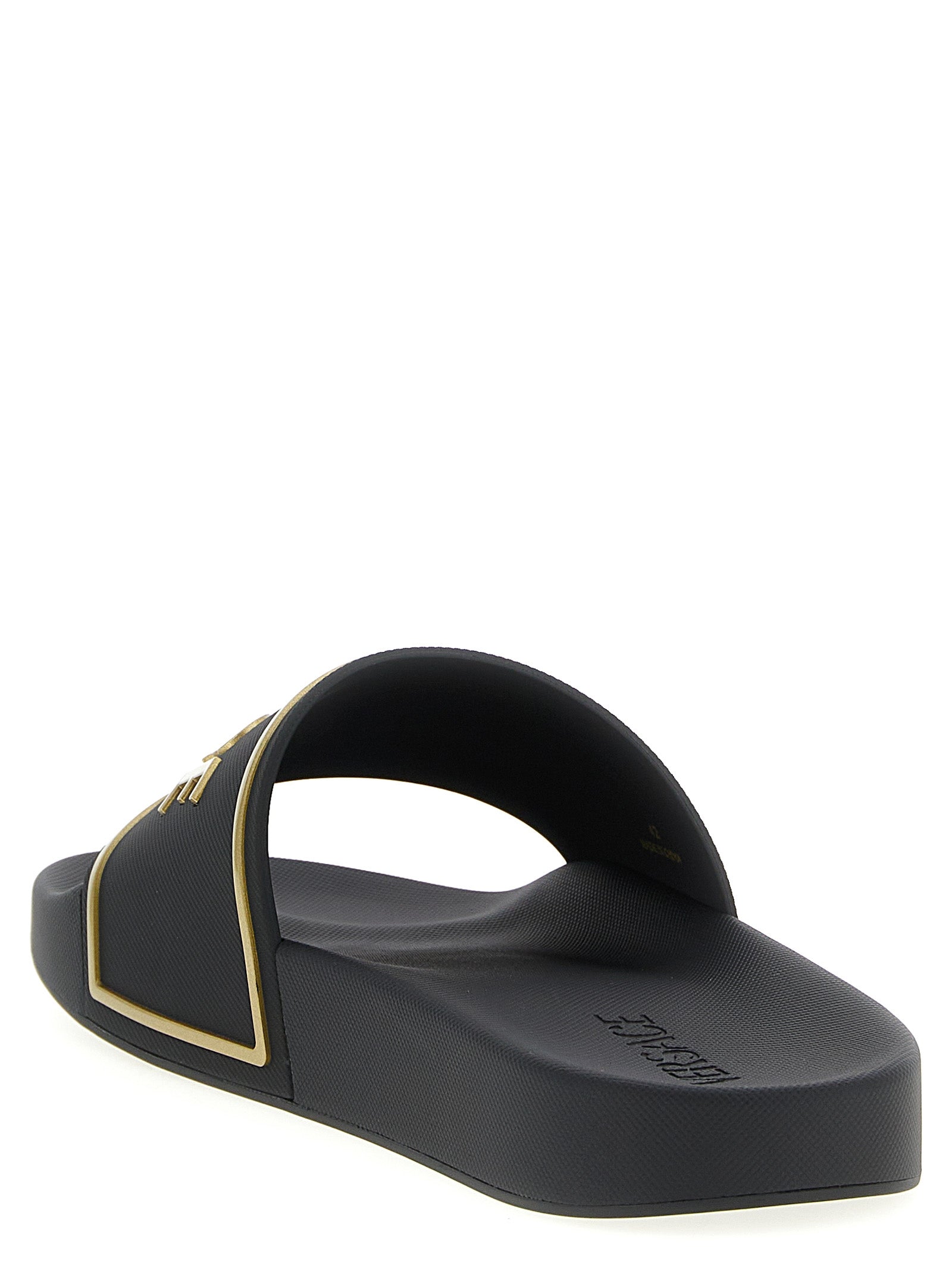 Versace Black Polyurethane Slides