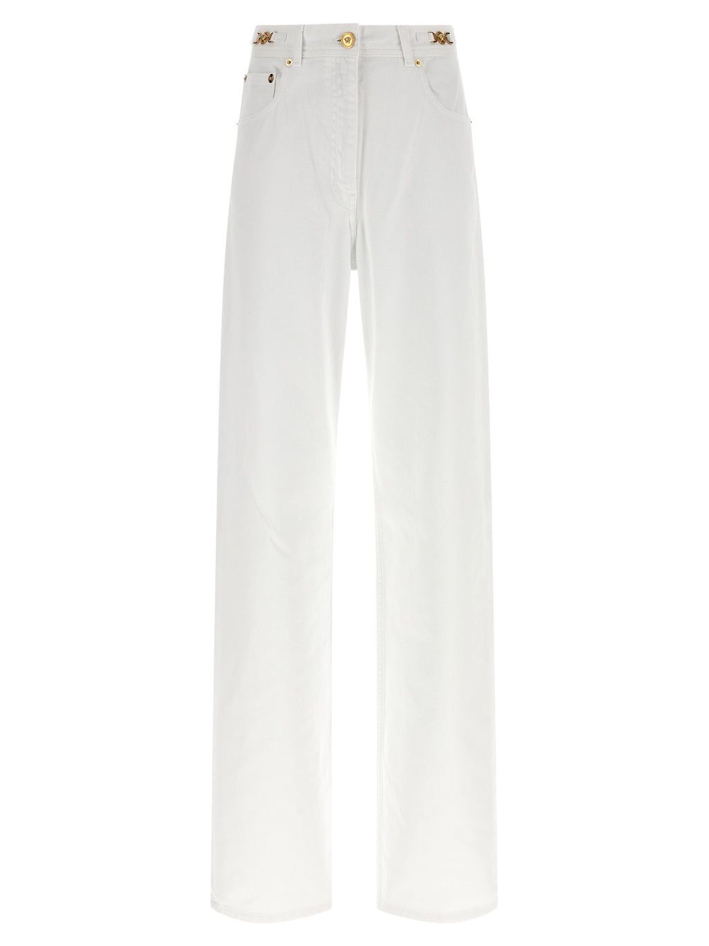 Versace White Cotton Straight-Leg Jeans