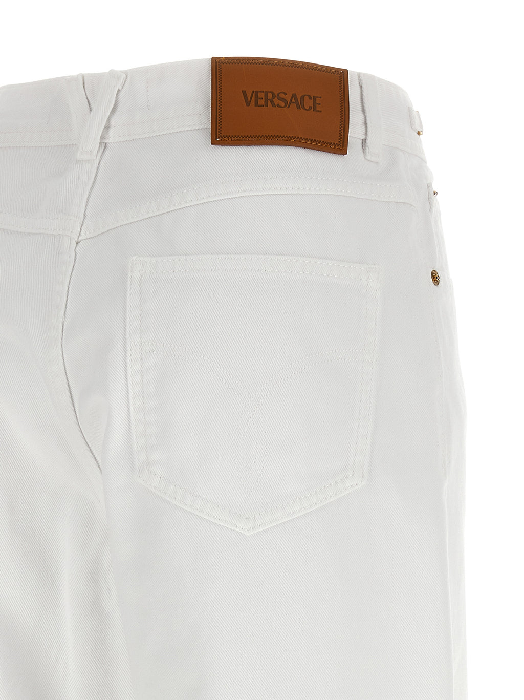 Versace White Cotton Straight-Leg Jeans