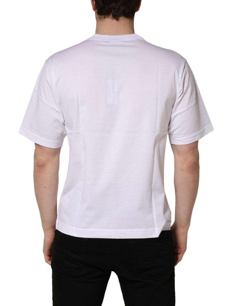 Dolce & Gabbana White Metal DG Logo Cotton Short Sleeves T-shirt