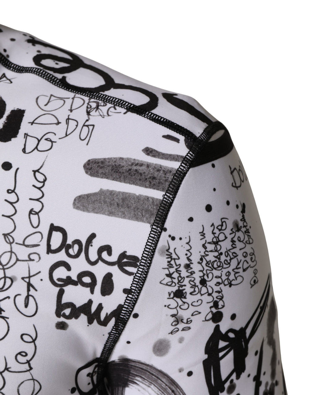 Dolce & Gabbana White Jersey Graffiti Print Balaclava Hood Sweater