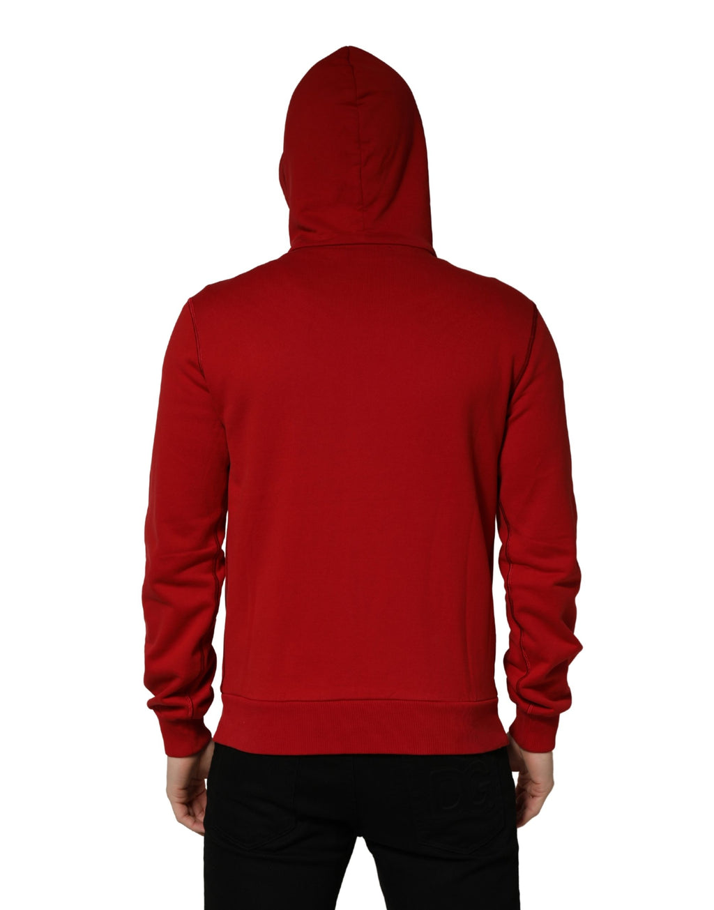 Dolce & Gabbana Red Embroidered Logo Hooded Full Zip Sweater