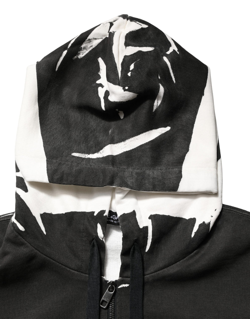Dolce & Gabbana Black Cotton Logo Hooded Full Zip Sweater
