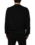 Dolce & Gabbana Black Graphic Logo Crew Neck Wool Pullover Sweater