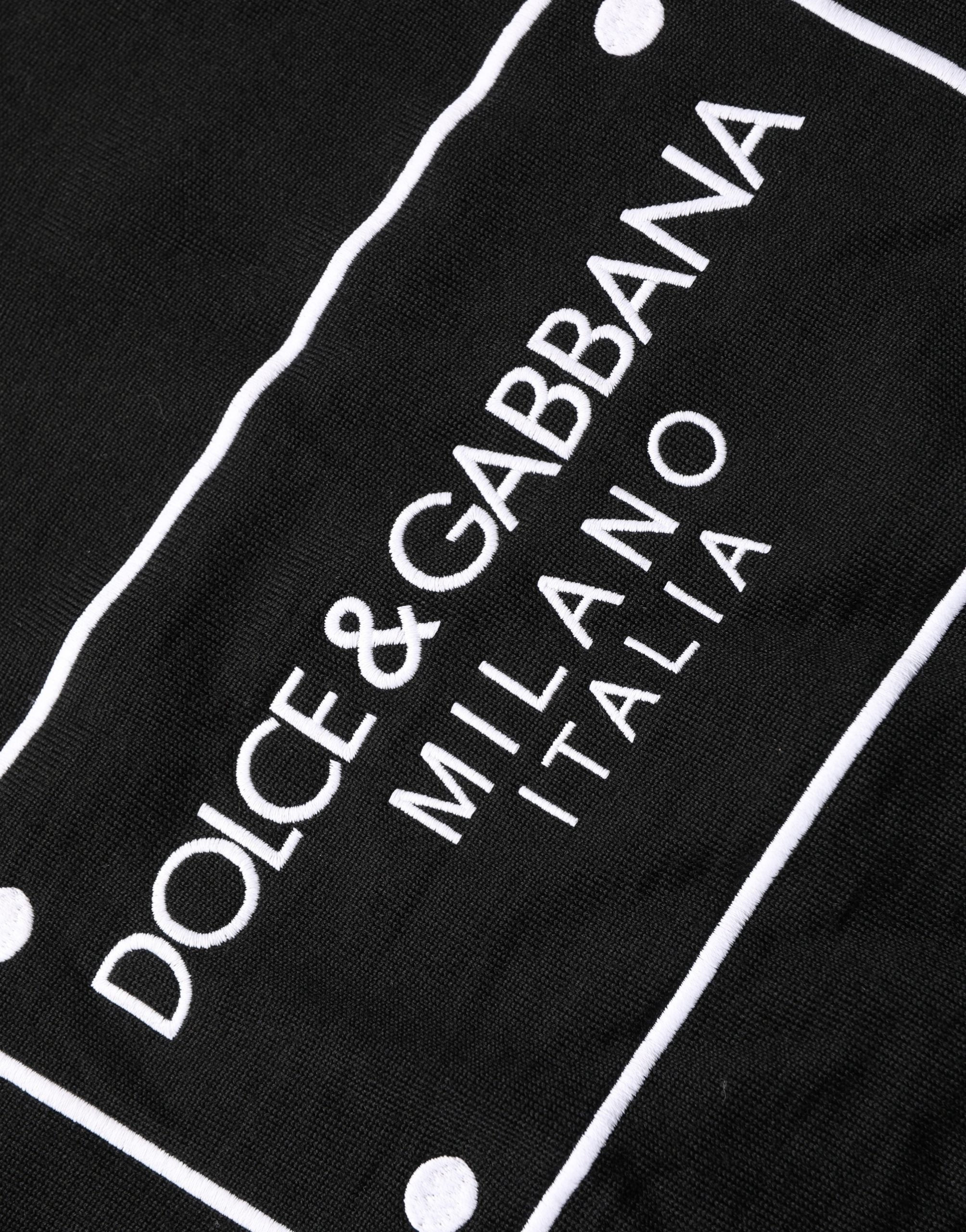 Dolce & Gabbana Black Graphic Logo Crew Neck Wool Pullover Sweater