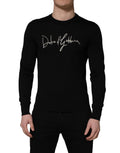 Dolce & Gabbana Black embroidered Logo Crew Neck Pullover Sweater