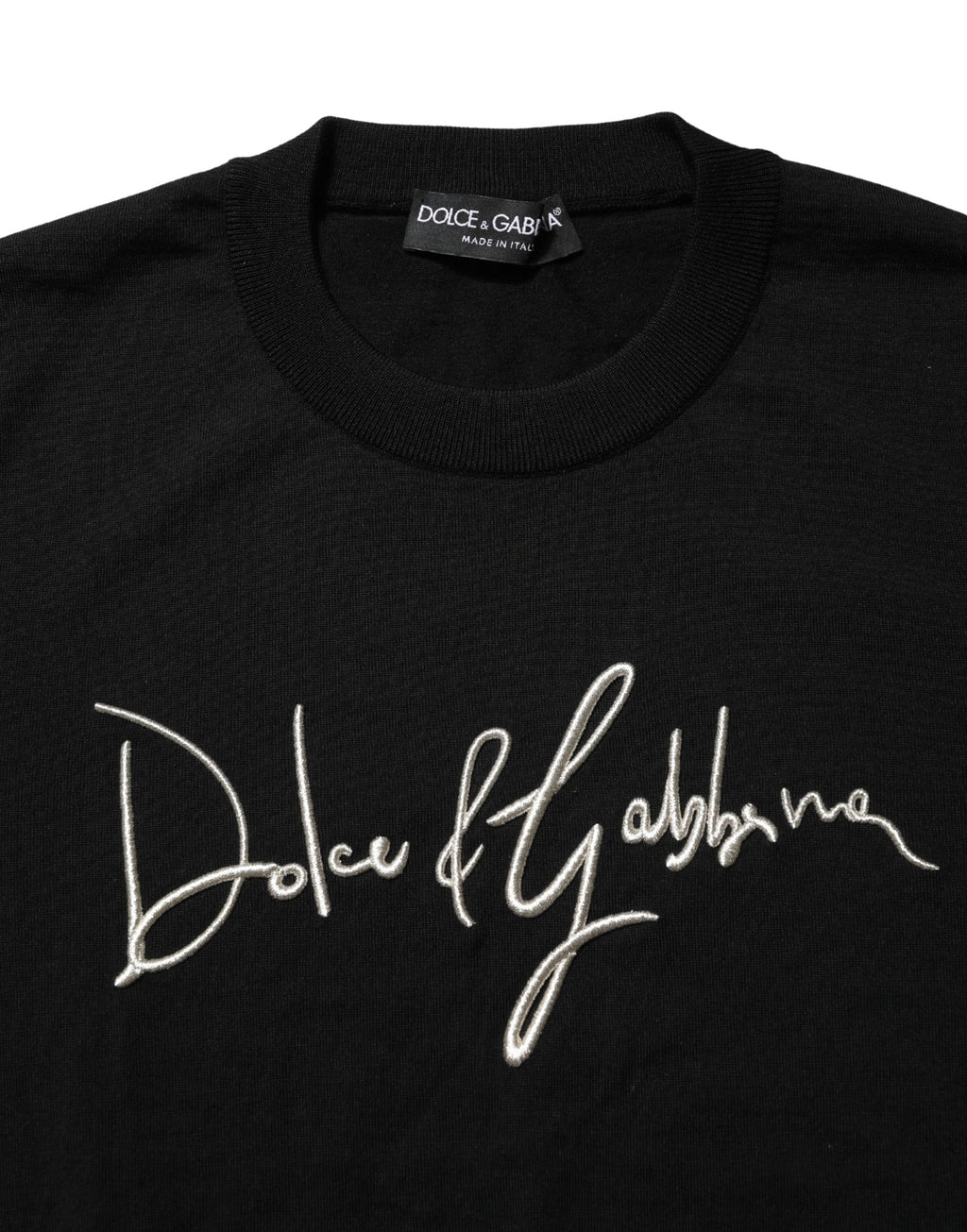 Dolce & Gabbana Black embroidered Logo Crew Neck Pullover Sweater