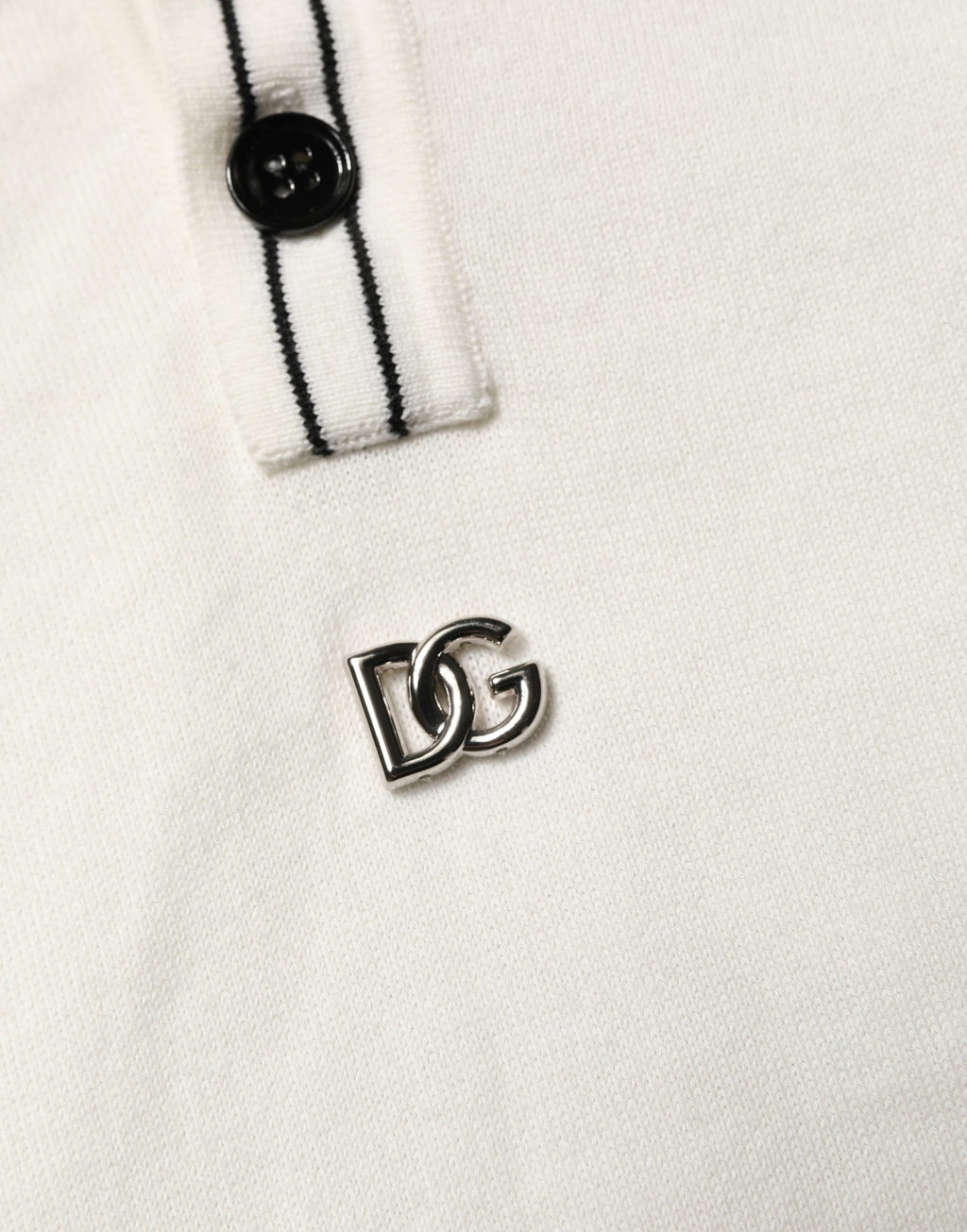 Dolce & Gabbana White Cotton Blend Men Polo Pullover Sweater