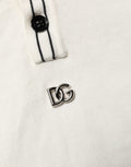 Dolce & Gabbana White Cotton Blend Men Polo Pullover Sweater