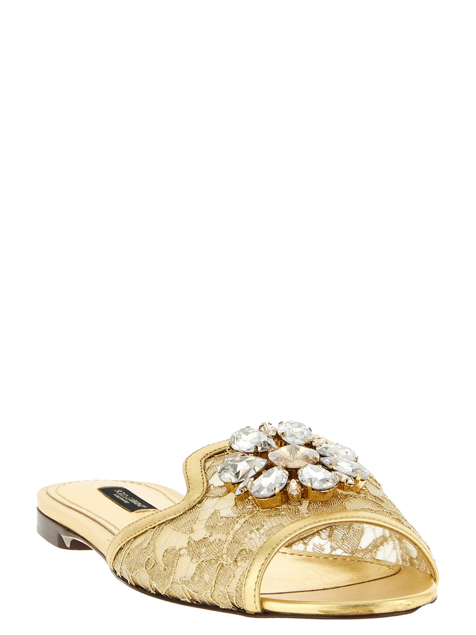 Dolce & Gabbana Gold Polyamide Slides