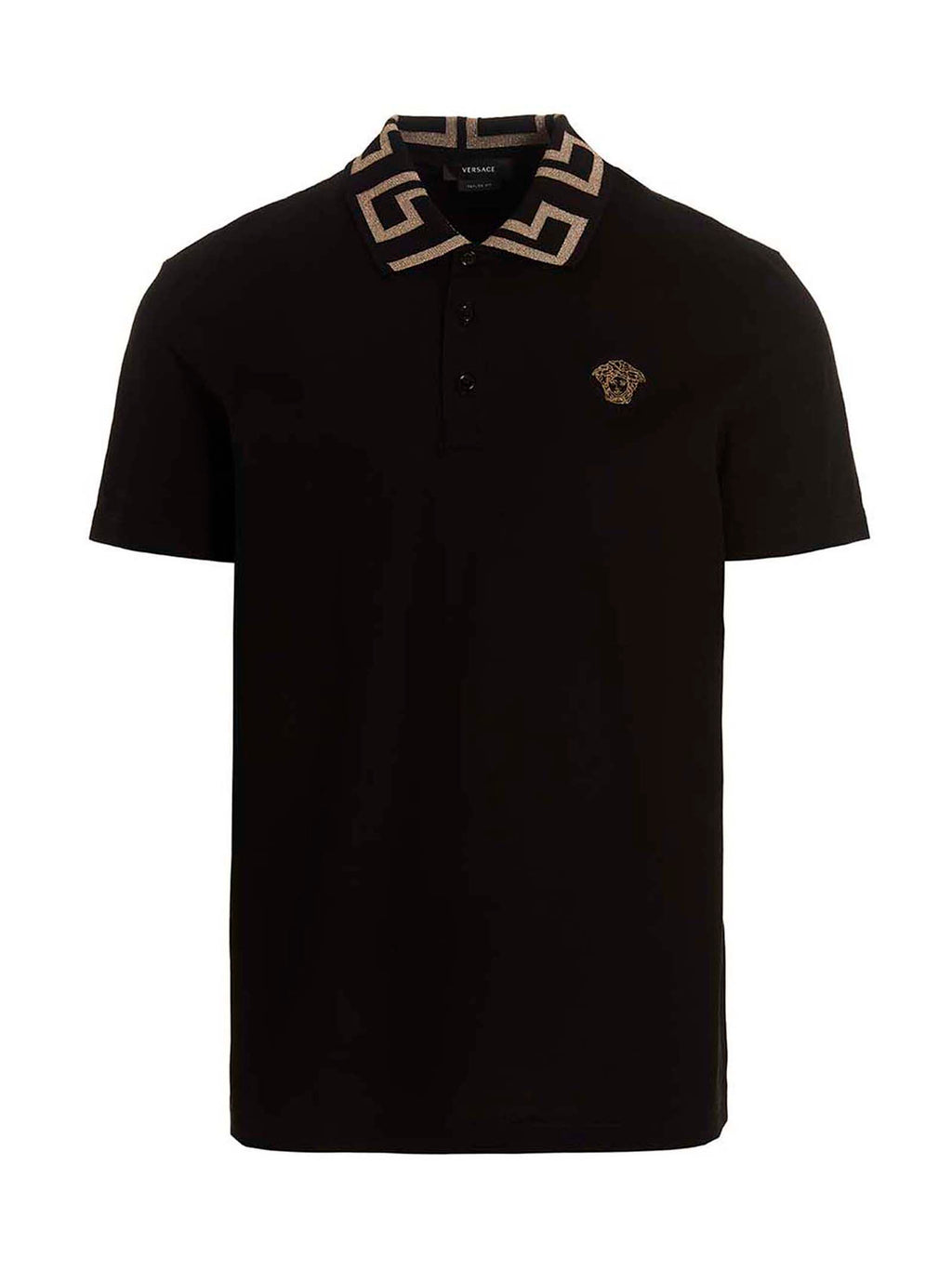 Versace Black Cotton Polo Shirt