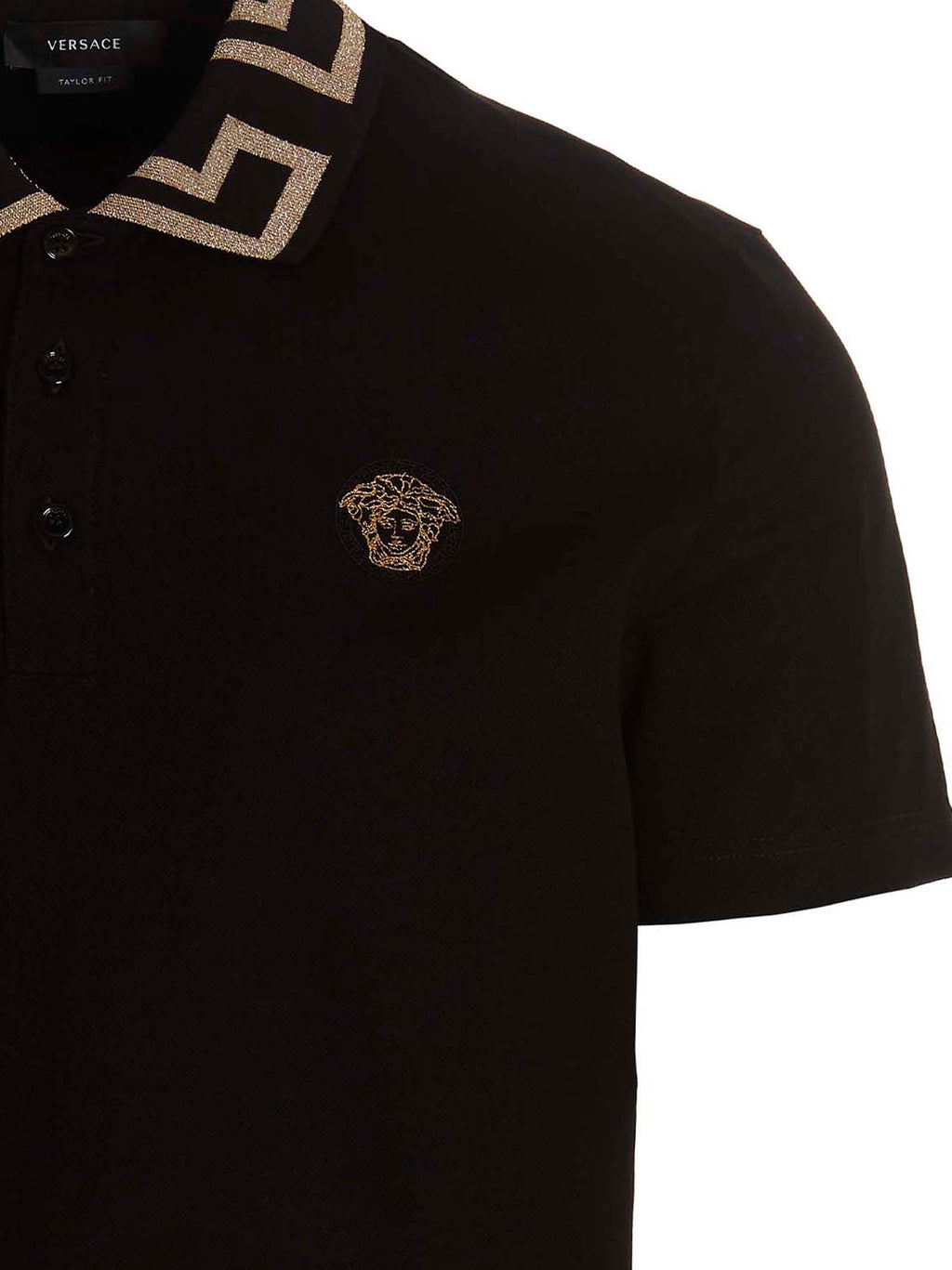 Versace Black Cotton Polo Shirt