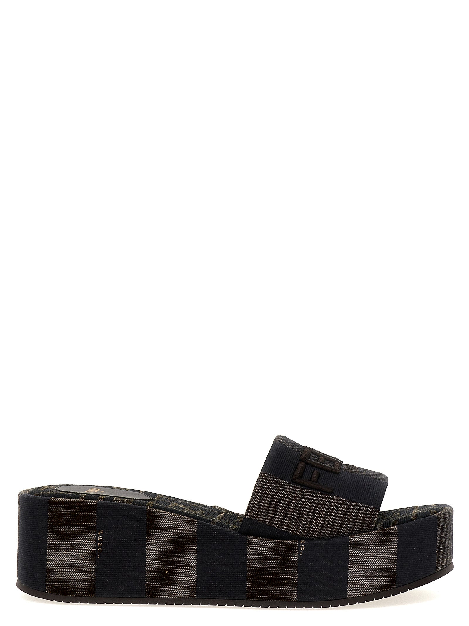Fendi Brown Cotton Slides