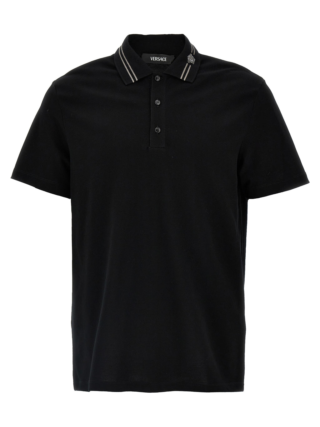 Versace Black Cotton Polo Shirt